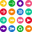 Set of arrows in colorful circles