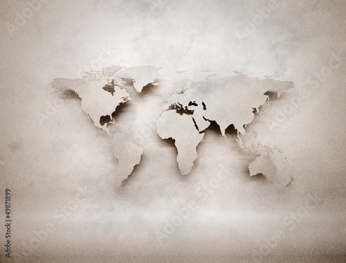 Illustration: Abstract 3d grunge world map Abstract 3d grunge world map