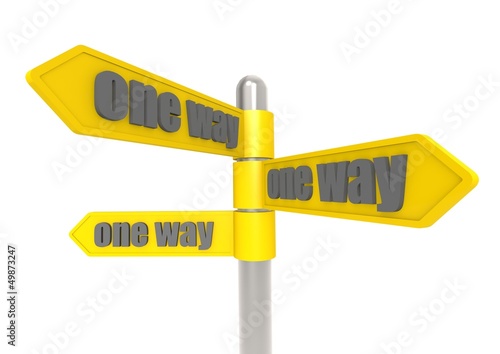 Illustration: One way sign post One way sign post
