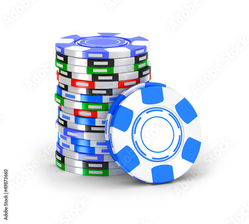 Illustration: Casino chips in pile. Casino chips in pile.