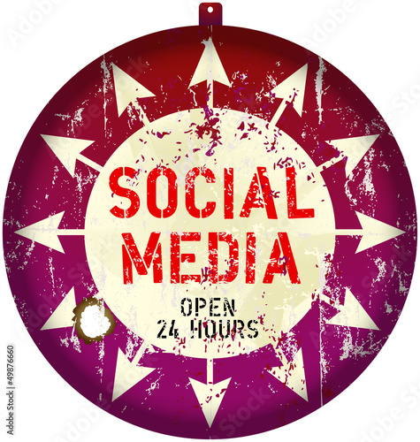 Vector: vintage social media sign or button, grungy, vector vintage social media sign or button, grungy, vector