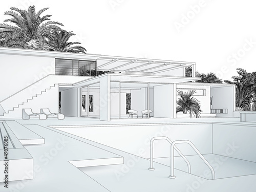 Illustration: Villa CAD 3D Rendering 1 Villa CAD 3D Rendering 1