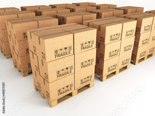 Illustration: boxes and pallets boxes and pallets