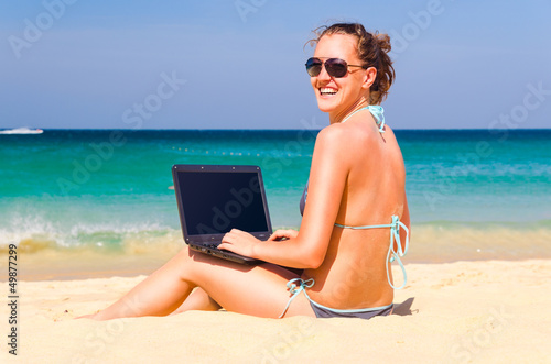 Photo: working on the beach working on the beach