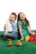 Young boy and girl laughing together