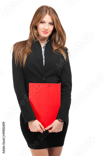 Photo: Smiling businesswoman portrait isolated on white Smiling businesswoman portrait isolated on white
