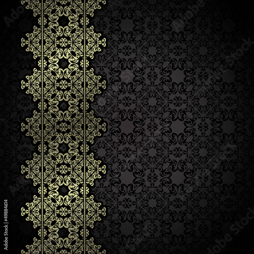 Vector: Vintage seamless wallpaper with a silver floral ribbon Vintage seamless wallpaper with a silver floral ribbon