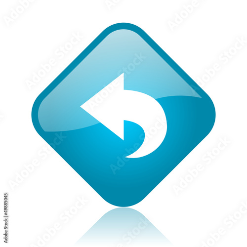 Illustration: back blue square glossy web icon back blue square glossy web icon