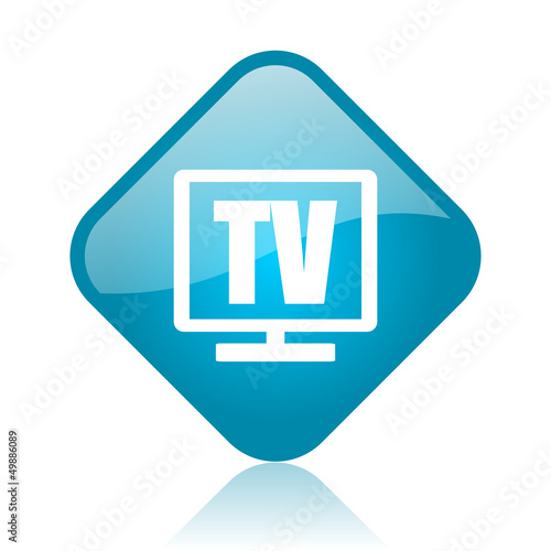 Illustration: tv blue square glossy web icon tv blue square glossy web icon
