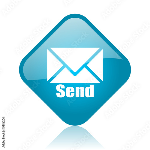 Illustration: send blue square glossy web icon send blue square glossy web icon