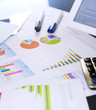 Business documents on desktop