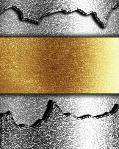 Illustration: Golden plaque on metal background Golden plaque on metal background