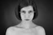 Photo: Girl with eyelashes, black and white Girl with eyelashes, black and white