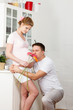 Happy pregnant family