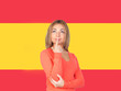 Photo: Spanish girl with blond hair thinking Spanish girl with blond hair thinking