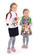 girls sisters with toys