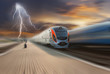 Foto: Train, clouds and lightning Train, clouds and lightning