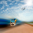Foto: Commuter train and airplane Commuter train and airplane