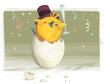 pollito celebrando