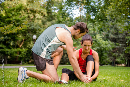 Photo: Sport injury - helping hand Sport injury - helping hand
