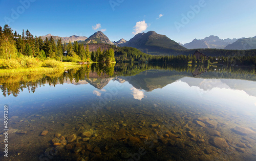 Photo: Nature mountain scene with beautiful lake in Slovakia Tatra - St Nature mountain scene with beautiful lake in Slovakia Tatra - St