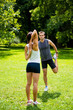 Warm up - couple exercising before jogging