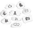social network sign and icons on note
