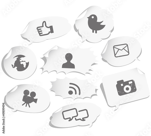 Vector: social network sign and icons on note social network sign and icons on note