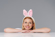 Dreaming easter bunny woman