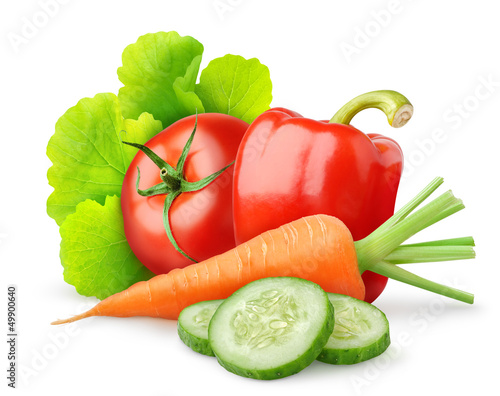 Photo: Fresh vegetables isolated on white Fresh vegetables isolated on white
