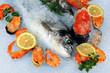 Fresh seafood on ice