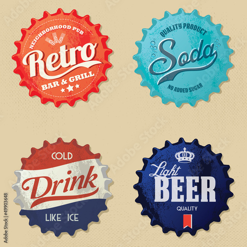 Vector: Retro bottle cap Design - Vintage and grunge style Retro bottle cap Design - Vintage and grunge style