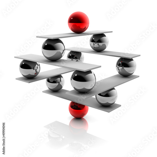 Illustration: Balance: abstrakte Konstruktion aus Kugel - 3D Grafik Balance: abstrakte Konstruktion aus Kugel - 3D Grafik