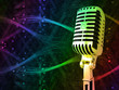 Microphone on abstract musical background