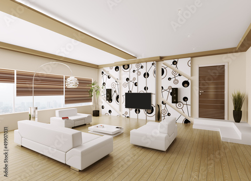 Illustration: Modern wohnzimmer interior 3d render Modern wohnzimmer interior 3d render