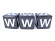 WWW spelt in black dice