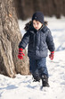 Cute boy in the winter park