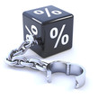 Black dice with percent sign and chain