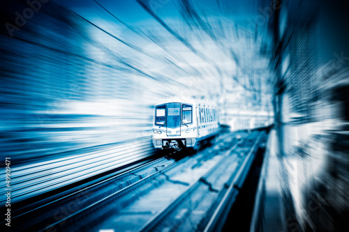 Photo: train through city train through city