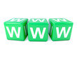 WWW spelt in green dice