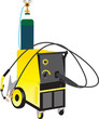 A Yellow Mig Electric Welding Set isolated on white