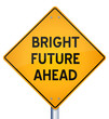Illustration of road sign with text 'Bright Future Ahead'