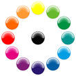 Glossy balls with different colors in a circle