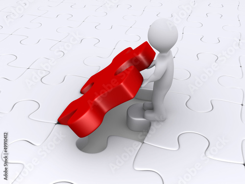 Illustration: Person is completing puzzle Person is completing puzzle