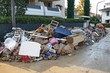rubble and object and ruined by the flood throw in the middle of