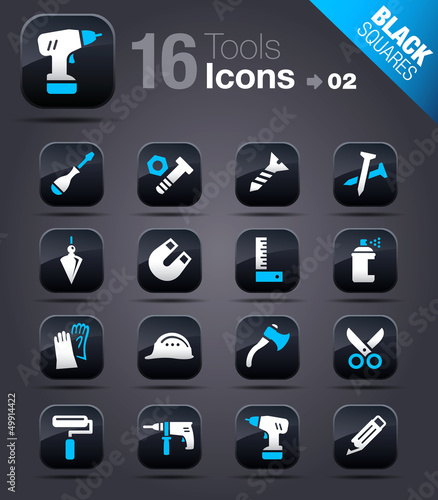 Vector: Black Squares - Tools and Construction icons Black Squares - Tools and Construction icons