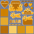 Vektor: set of backgrounds and stickers with bears for scrapbook set of backgrounds and stickers with bears for scrapbook