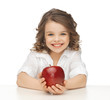 girl with red apple