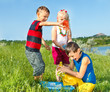 Kids splashing water