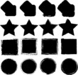 Set of black grunge shapes isolated on white background